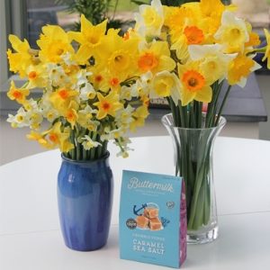 Daffodils with seasalt caramel fudge